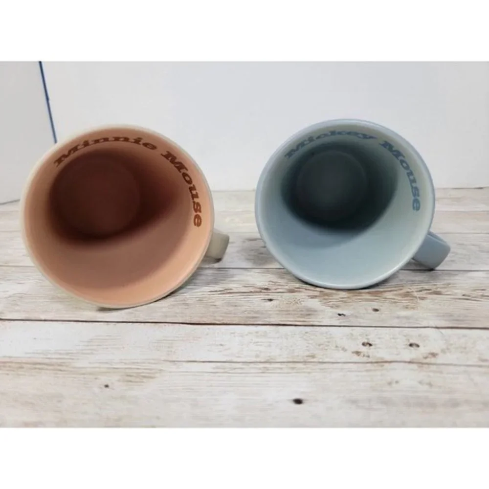The‎ Disney Store Mugs Mickey and Minnie Sweet Smart Matching Mugs Orange Blue